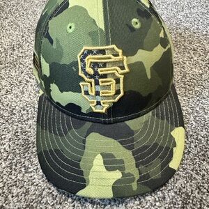 New Era Camo Hat with Gold Logo